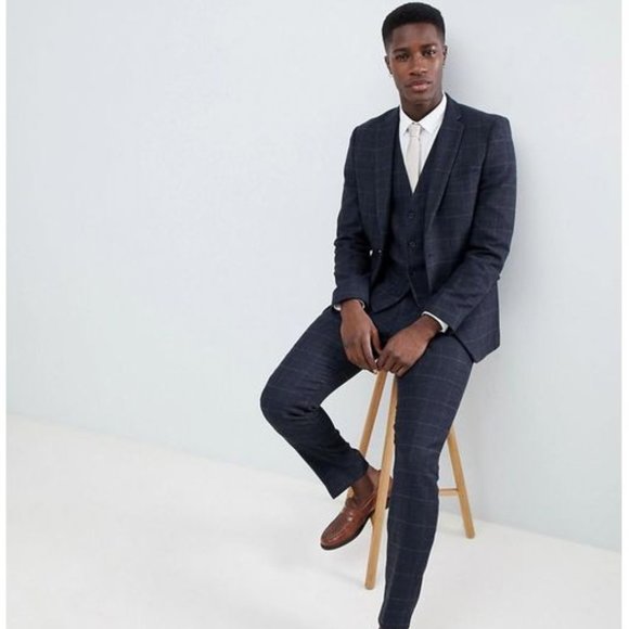 French Connection Tweed/Wool/Plaid Vest- Navy- S,M - Picture 4 of 6